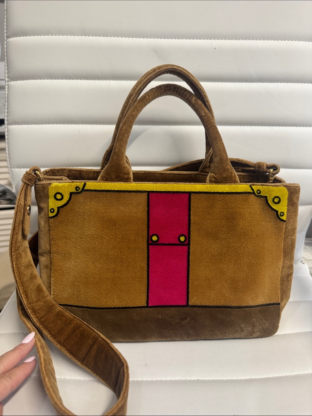 Prada Cahier brown velvet handbag - Picture 3 of 10